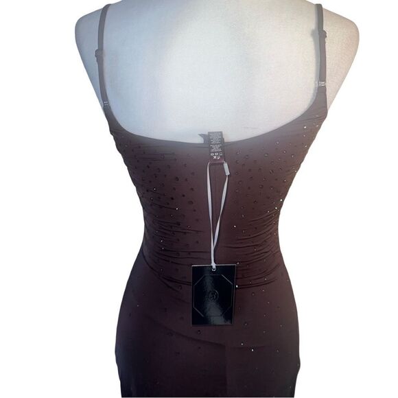 SKIMS x Swarovski Jelly Sheer Long Dress in Cocoa Sz Medium NWTs - Picture 10 of 10